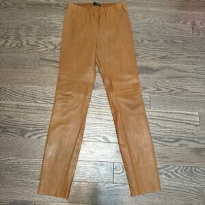 Plein Sud Leather Pant Leggings Tan Brown Size 6 Vintage Luxury Designer